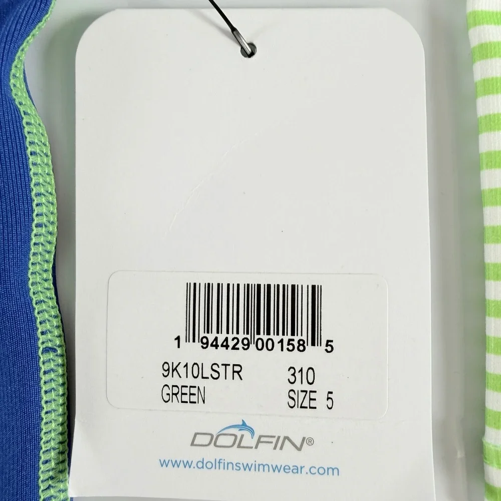 Little Dolfin Kids Mock Neck Long Sleeve Swim Rash Guard‎ Blue Stripe Size 5